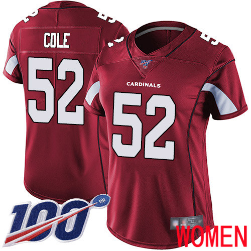Arizona Cardinals Limited Red Women Mason Cole Home Jersey NFL Football #52 100th Season Vapor Untouchable